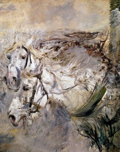 Giovanni Boldini (1842-1931) festménye két fehér lóról 1874 Méret: 153x122 cm Pistoia, Boldini Collection alkotó: Giovanni Boldini