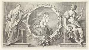 Cartouche a díjazott férfi és nő alkotó: Giovanni Cattini (attributed to)