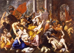 Az ártatlanok mészárlása, Johann Christoph Storer (1611-1671), olaj, vászon, 300x420 cm, Szent Eustorgio-templom, Milánó, Olaszország. alkotó: Giovanni Cristoforo Storer