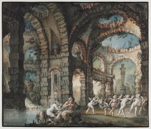 Szatírcsalád táncoló kerubokkal, 1775-76 körül (akvarell és ecset, grafit és gouache) alkotó: Giovanni David