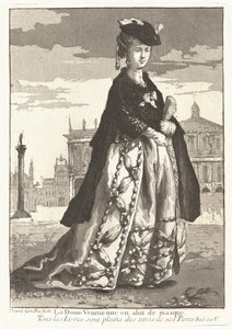 La Dame Venitienne en habit de masque (velencei nő farsangi ruhában) alkotó: Giovanni David
