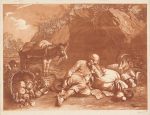 Egy öregember egy zsákra támaszkodik alkotó: Giovanni De Pian after Francesco Londonio