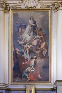 A Szűzanyának szentelt festmény, Domenico Pestrini, a San Luca-i Madonna szentélye alkotó: Giovanni Domenico Piestrini