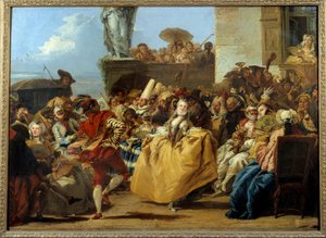 Farsangi jelenet vagy „” a menü”” Táncjelenet maszk a 18. században. Gian Domenico Tiepolo (1727-1804) festménye V. 1,12x0,8 m.