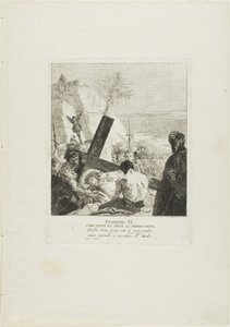 Krisztus harmadszor is alámerül a kereszt alá, kilencedik tábla a Keresztút stációiból. alkotó: Giovanni Domenico Tiepolo