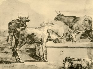 Tehenek itatása, 18. század közepe-vége, 1928 alkotó: Giovanni Domenico Tiepolo