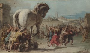 A trójai faló vonulása Trójába. 1760 körül
