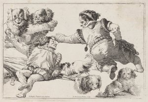 Törpék és kutyák alkotó: Giovanni Domenico Tiepolo