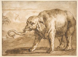 Elefánt tájban alkotó: Giovanni Domenico Tiepolo