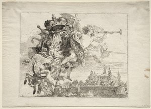 Repülés Egyiptomba: Dedikáció a Würzburgi herceg-püspök karját viselő, szárnyas hírnévfigurával alkotó: Giovanni Domenico Tiepolo