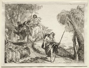 Repülés Egyiptomba: A Szent Család és a juhnyáj. alkotó: Giovanni Domenico Tiepolo