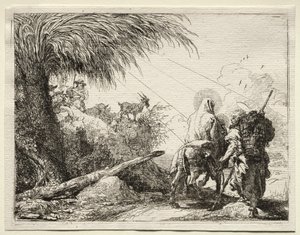 Repülés Egyiptomba: A Szent Család és a Pálmafa. alkotó: Giovanni Domenico Tiepolo