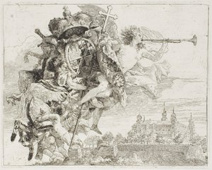 Elülső rész: Carl Philipp von Greiffenklau karjai egy angyal által a magasban, az Egyiptomba való repülésből alkotó: Giovanni Domenico Tiepolo