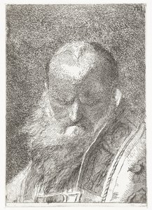 Cleric kopasz fejű, csuhéban Fejgyűjtemény (sorozat címe) Raccolta di Teste (sorozat címe) alkotó: Giovanni Domenico Tiepolo