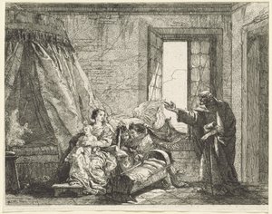 József közvetíti Máriának Isten menekülési parancsát alkotó: Giovanni Domenico Tiepolo