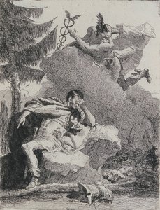 Merkúr megjelenik Aeneasnak álomban, 1757. alkotó: Giovanni Domenico Tiepolo