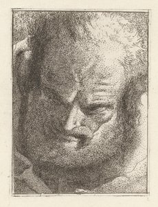 Öreg ember lefelé nézve, a Raccolta di Teste-ből (Fejgyűjtemény) alkotó: Giovanni Domenico Tiepolo