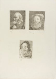 Szakállas öregember, szakállas öregember kalapban, öregember díszes sapkával, öregember díszes sapkával alkotó: Giovanni Domenico Tiepolo