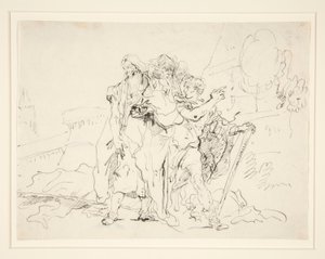 Priamosz és társai Trója falain kívül alkotó: Giovanni Domenico Tiepolo