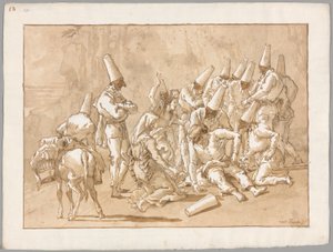 Punchinello összeomlik az úton alkotó: Giovanni Domenico Tiepolo