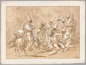 Punchinello összeomlik az úton alkotó: Giovanni Domenico Tiepolo