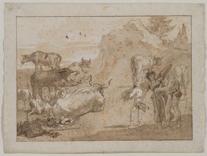 Birkák és tehenek alkotó: Giovanni Domenico Tiepolo