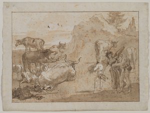 Birkák és tehenek, 1790-es évek. alkotó: Giovanni Domenico Tiepolo