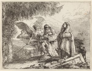 A repülés, Szent Család angyallal sétálva alkotó: Giovanni Domenico Tiepolo