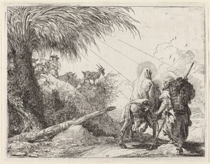 A repülés, Szent Család jobb oldalon, József balra nézve alkotó: Giovanni Domenico Tiepolo