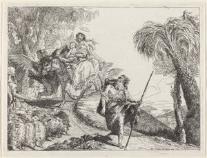 A repülés Józseffel az előtérben alkotó: Giovanni Domenico Tiepolo