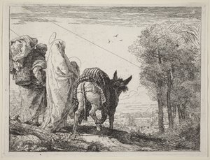 Menekülés a bal oldali Szent Családdal alkotó: Giovanni Domenico Tiepolo