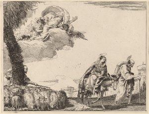 Repülés a Szent Családdal a jobb oldalon alkotó: Giovanni Domenico Tiepolo