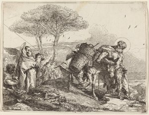 A Madonna és a gyermek bal oldalon, angyalok aktájával alkotó: Giovanni Domenico Tiepolo
