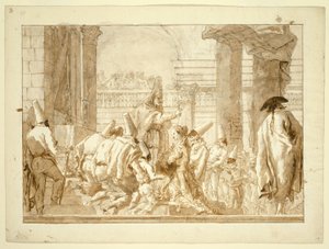 Punchinello apjának házassága alkotó: Giovanni Domenico Tiepolo