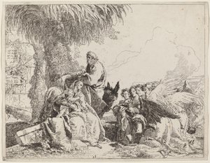 The Rest on the Flight, imádó angyalokkal alkotó: Giovanni Domenico Tiepolo