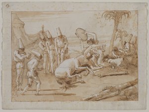 A nő tamburával, 1790-es évek. alkotó: Giovanni Domenico Tiepolo