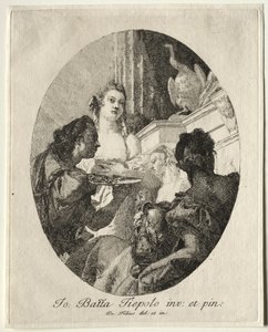 Három nő, akik Marc Anthony ajándékait mutatják be Kleopátrának. alkotó: Giovanni Domenico Tiepolo
