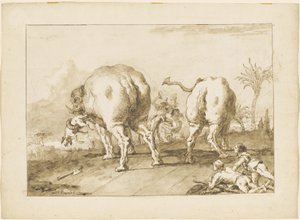 Két tomboló elefánt alkotó: Giovanni Domenico Tiepolo