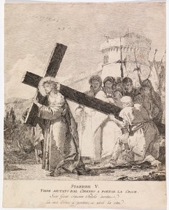 Via crucis - V. állomás: Cirenei Simon segít Jézusnak a keresztet vinni alkotó: Giovanni Domenico Tiepolo