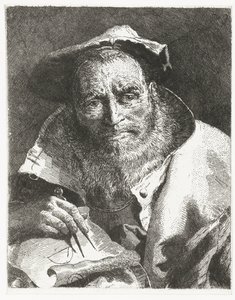 Tudós berettel a fején, iránytűvel a kezében Fejgyűjtemény (sorozat címe) Raccolta di Teste (sorozat címe) alkotó: Giovanni Domenico Tiepolo