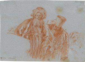 Két keleti kereskedő; verso: Bal kéz feszületet tart alkotó: Giovanni Domenico Tiepolo