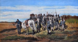Katonai felderítés, felderítés, 1861 körül (olaj, vászon) alkotó: Giovanni Fattori