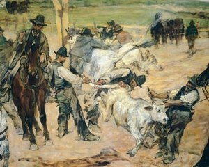 Fiatal bikák márkajelzése Maremmában, 1887 körül, Giovanni Fattori (1825-1908), 86x172 cm, Részlet alkotó: Giovanni Fattori