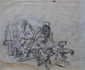 Szekére négy ökörrel alkotó: Giovanni Fattori