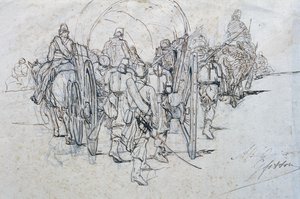 Ellátási konvoj a menetben alkotó: Giovanni Fattori