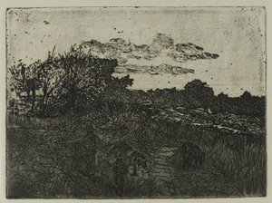 Ország naplementekor sertéspásztorokkal alkotó: Giovanni Fattori