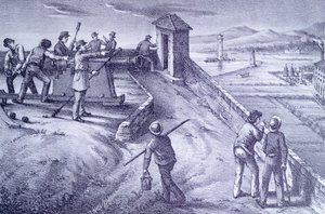 Livorno védelme a San Pietro erődből, Giovanni Fattori (1825-1908), metszet alkotó: Giovanni Fattori
