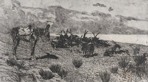 Szamár és kecske a tengerparton télen, 1884-1908. alkotó: Giovanni Fattori