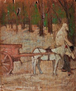 Impresszió a Porta Romana előtt, 1868-70 körül (olaj, karton) alkotó: Giovanni Fattori