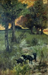 Olaszország, Firenze, sertések a legelőn alkotó: Giovanni Fattori